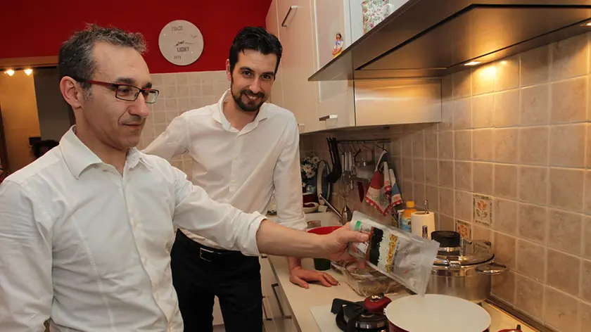 CAIAFFA-FOTO PIRAN- LEGNARO CENA CON PRODOTTI PER ASTRONAUTI LEGNARO.STEFANO POLATO E ALBERTO BERTO