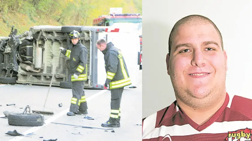 Salvatore Totò Stefani e il luogo dell'incidente dopo lo scontro mortale