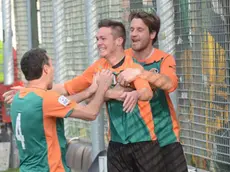 INTERPRESS/TAGLIAPIETRA.CALCIO. VENEZIA- PRO PATRIA. ESULTANZA PER IL GOL DI D'APPOLONIA