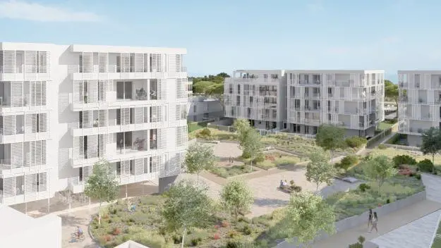 Il rendering dei sei edifici che saranno costruiti dalla Prelios nella zona di Jesolo pineta