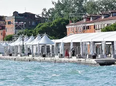 Il cantiere di allestimento del “villaggio Coldiretti”