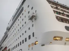 06/09/2019 Venezia, Ambientalisti e Movimento No Grandi Navi protestano contro una nave da Crociera MSC mentre passa nel canale della Giudecca
