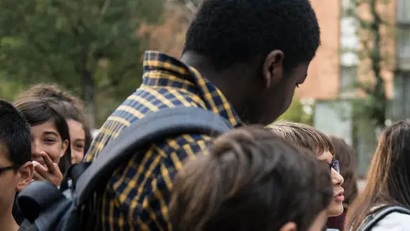 10/09/2018 Torino, apertura anno scolastico. Primo giorno di scuola per gli studenti delle elementari e medie dell' istituto coprensivo Peyron