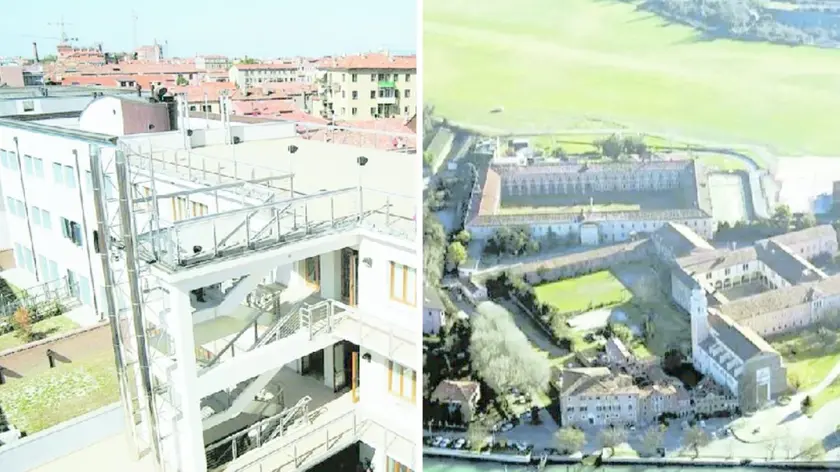La casa dello studente ex Junghans ai tempi dell’apertura (ora è chiusa perché degradata) e il complesso della caserma Pepe al Lido