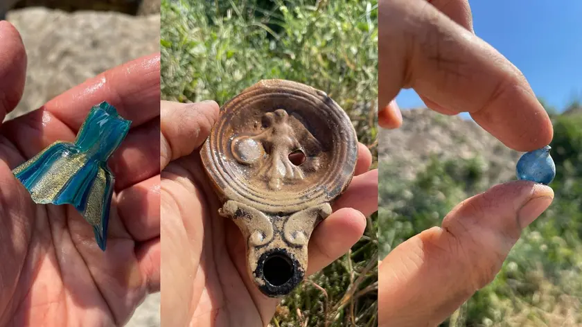 Reperti di vetro, una lucerna portatile e una perla di pasta di quarzo trovate ad Altino