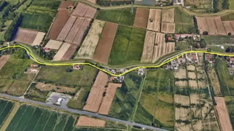 Un'immagine dall'alto della pista ciclopedonale Portegrandi-Ca' Sabbioni