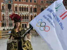 VENEZIA 02/03/19 - CARNEVALE DI VENEZIA 2019 - Arianna Fontana sara' l'aquila di domani e scenderà dal campanile di san marco per promuovere le olimpiadi Cortina Milano 2026 ©Vision/Vela