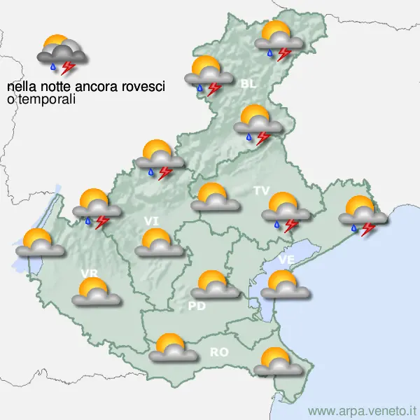 Il bollettino dell'Arpa per domenica 21 agosto