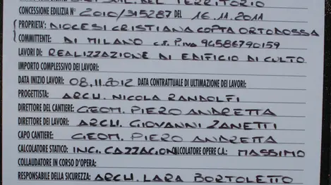 Cantiere per la realizzazione di un edificio di culto della proprietà della diocesi Cristiana Copta Ortodossa presso via Orlanda a Campalto