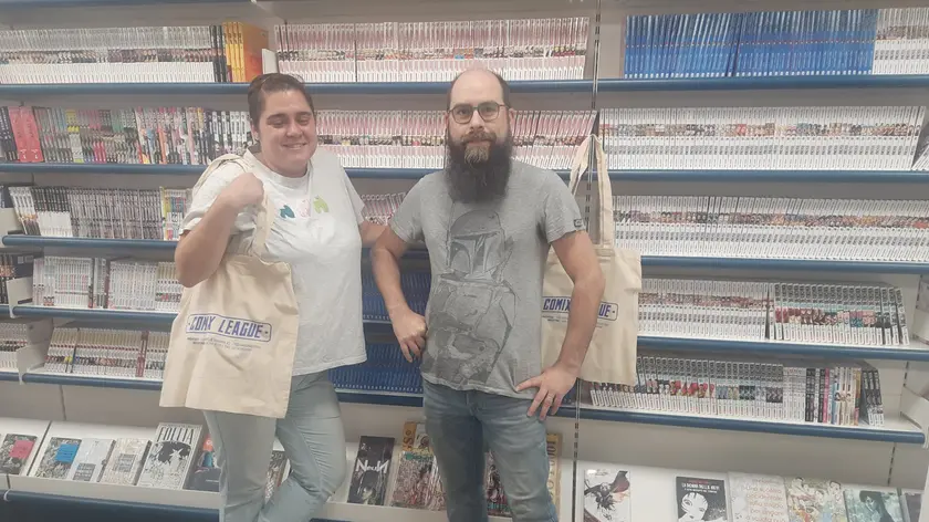 Martina Serena con Nicola Marzafin nella nuova fumetteria