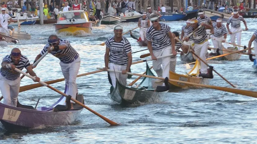 Interpress/Mazzega Scattolin Veneziam 06.09.2015.- Regata Storica 20105, Igor e Rudi Vignotto vincitori della regata gondolini