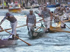 Interpress/Mazzega Scattolin Veneziam 06.09.2015.- Regata Storica 20105, Igor e Rudi Vignotto vincitori della regata gondolini