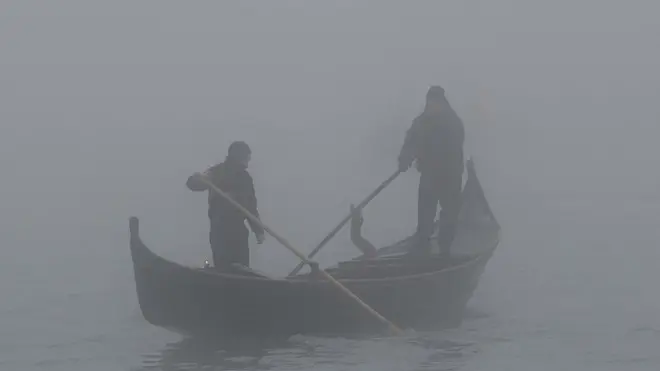 Interpress/Tagliapietra Venezia 29.01.2013.- Nebbia fitta in Canal Grande.