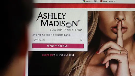 FILE - In this June 10, 2015 photo, Ashley Madison's Korean website is shown on a computer screen in Seoul, South Korea. Hackers claim to have leaked a massive database of users from Ashley Madison, a matchmaking website for cheating spouses. In a statement released Tuesday, Aug. 18, a group calling itself Impact Team said the site's owners had not bowed to their demands. (AP Photo/Lee Jin-man, File)