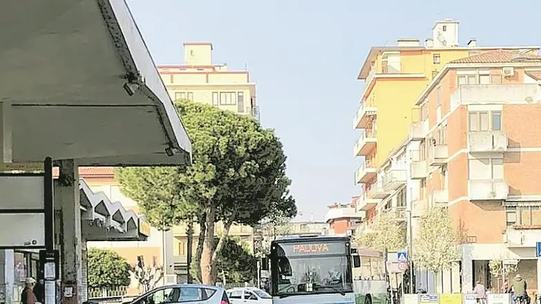 La stazione degli autobus a Sottomarina