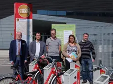 Foto Agenzia Candussi/ Scattolin/ Mestre, via Torino Campus Scientifico Ca' Foscari/ inaugurazione nuova ciclo stazione di bike sharing