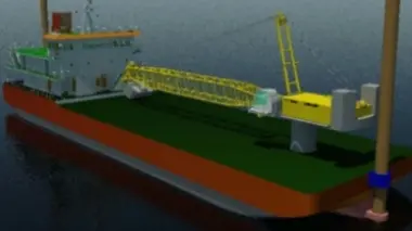 A sinistra e sopra due immagini al computer di come diventerà la motonave «Alfredo» realizzata dalla Lmd di Chioggia. Lunga 60 metri, con tecnologia avanzata