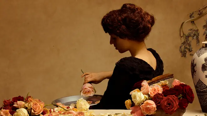 From the series "THE ESSENCE OF DECADENCE". The colours and atmospheres of Decadentists and Symbolists paintings are renewed through the strong colours of the contemporary interpretations, thus colliding with the eyes of a déjà-vu engaged observer. The images, the offspring of the research of lost time, reveal the "panic for the inevitable deception that enmeshes our lives, the total ruinous fall in this terrible condition" (Auerbach) that is renewed in the silence of the contemporary shots. In a time of political and cultural crisis, the dusty atmosphere of the atelier transforms itself into the glossy patina of the photograph without losing the sensation of the cliff from which the artist inevitably falls. The immortality of Schiele's models, the bitter mystery of Klimt's women, the enigmatic muses of minor artists live again in a new form touching with their sighs the contemporary image.