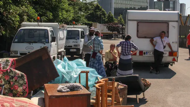 Sgombero di Barbanera da un accampamento abusivo in via Ca'Marcello, Mestre