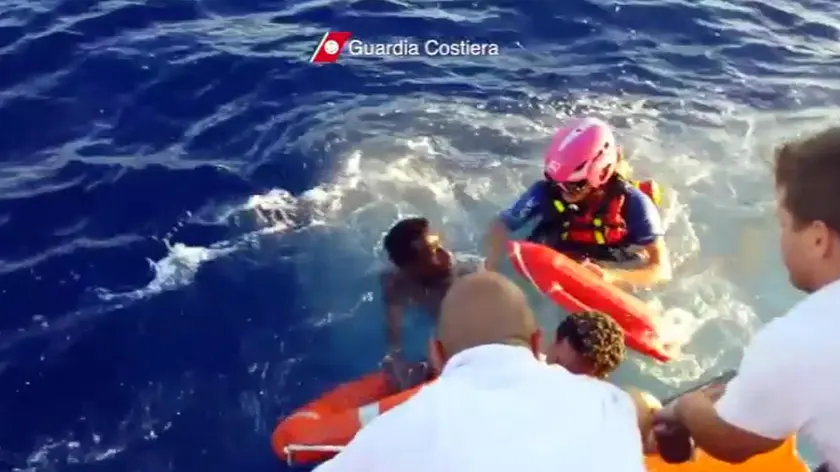 This picture released by the Guardia Costiera shows some of the immigrants rescued near Lampedusa on October 4 2013, Lampedusa Island 2013. ANSA/ UFFICIO STAMPA/ GUARDIA COSTIERA ..+++NO SALES EDITORIAL USE ONLY+++