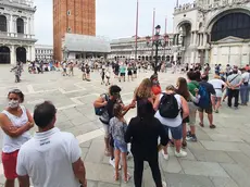 Interpress\M.Tagliapietra Venezia 18.08.2020.- Turismo a Venezia. San Marco. Coda Basilica di San Marco.