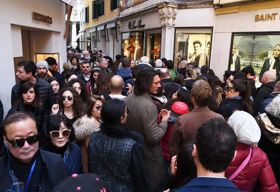 Interpress\M.Tagliapietra Venezia 03.03.2019.- Carnevale. Volo dell'Aquila in piazza San Marco. Arianna Fontana. Calli intasate