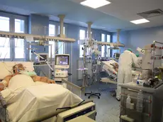 Un paziente ricoverato nel reparto di terapia intensiva CoVid19 dell'ospedale di Cremona, 30 aprile 2020. ANSA/SIMONE VENEZIA