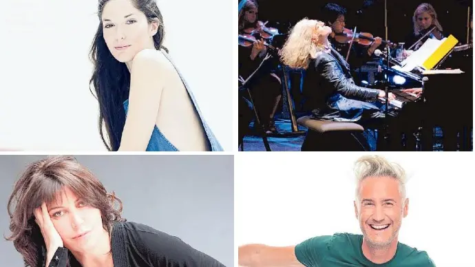 Dall’alto in senso orario Arianna Porcelli Safonov, Morgan, Vincenzo Schettini e Sabina Guzzanti tra i protagonisti della prima edizione del festival “Aqua - La filosofia del mare” a Jesolo