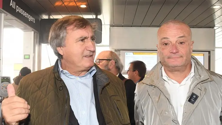 Interpress/M.Tagliapietra Venezia 14.10.2019.- Inaugurazione nuovo pontile actv D/E linee 3-5.2-4.2-4.1. Piazzale Roma. Sindaco Luigi Brugnaro con Giovanni Seno.