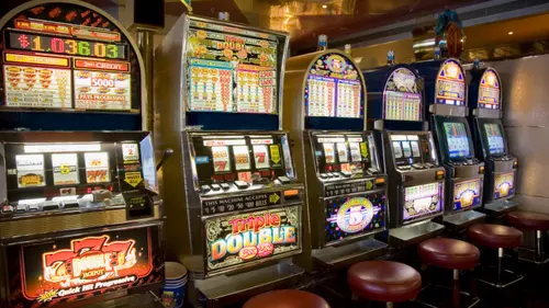 Row of slot machines on cruise ship