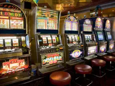 Row of slot machines on cruise ship