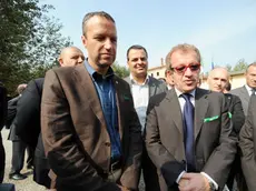Belluco Visita del ministro Maroni e del sindaco di Verona Tosi al poligono "Tre pini" di Agna. Nella foto: Tosi e Maroni. ph. Zangirolami