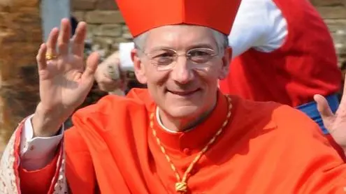 Interpress Caiaffa Venezia, 25.03.2012.- Cortero Acqueo, Il Patriarca Francesco Moraglia in gondola saluta .-