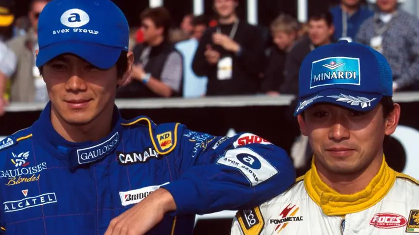 28 Sep 1997, Rhineland, Germany --- Shinji Nakano (JPN) Ligier and Ukyo Katayama (JPN) Tyrrell Formula One World Championship, Luxembourg Grand Prix, Rd 15, Nurburgring, Germany, 28th September 1997 --- Image by © Sutton Images/Corbis