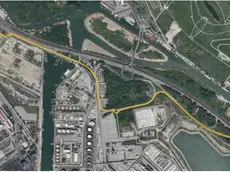Il tracciato della pista ciclabile dal Vega fino al ponte della Libertà