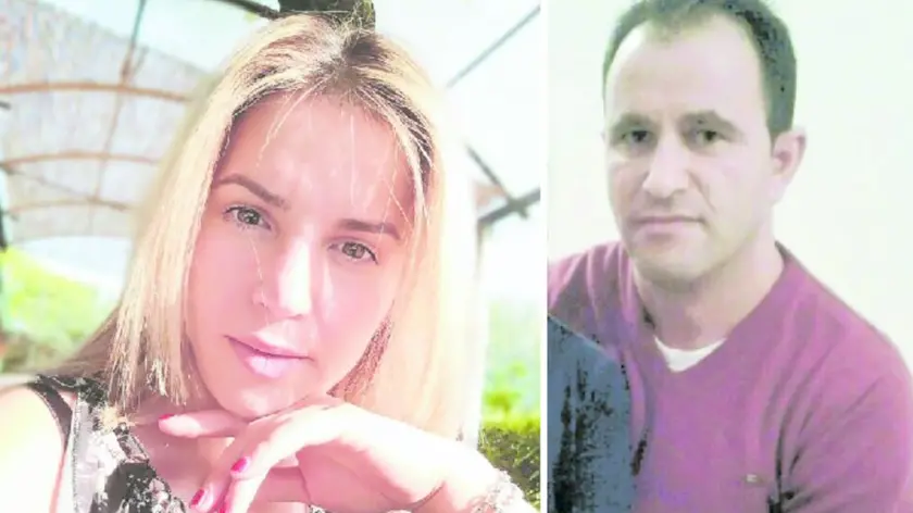 Qui sopra una bella immagine di Vera Myrtaj, 37 anni, la donna uccisa assieme al suo compagno dall’ex marito Viron Karabollaj, a destra