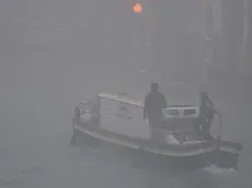 Interpress/M.Tagliapietra Venezia 07.01.2016.- Nebbia a Venezia. Canal Grande.