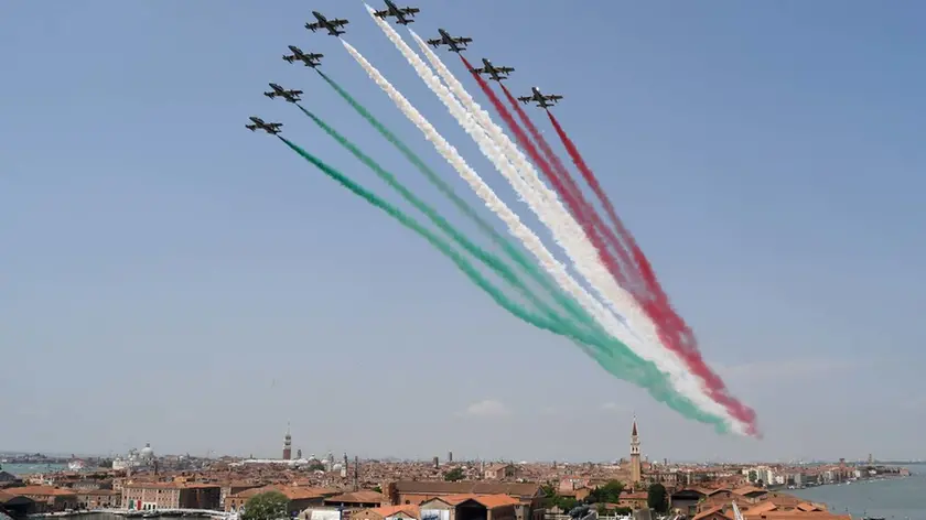 Interpress/M.Tagliapietra Venezia 19.06.2019.- Inaugurazione Salone Nautico Venezia. Arsenale. Frecce Tricolori.