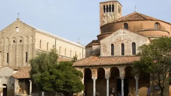 11th-12th century, Venice, Italy --- View of Santa Fosca Church and Torcello Cathedral on the uninhabited island of Torcello. --- Image by © Paul Seheult/Eye Ubiquitous/Corbis