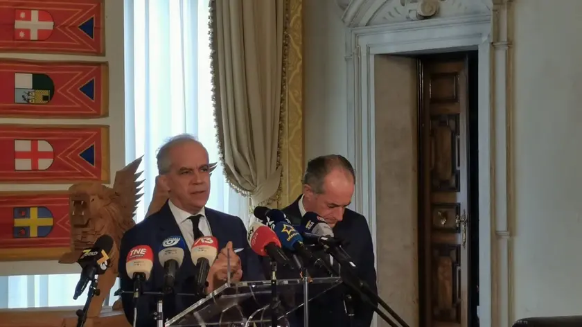 Il ministro dell'Interno Matteo Piantedosi a Venezia con Luca Zaia
