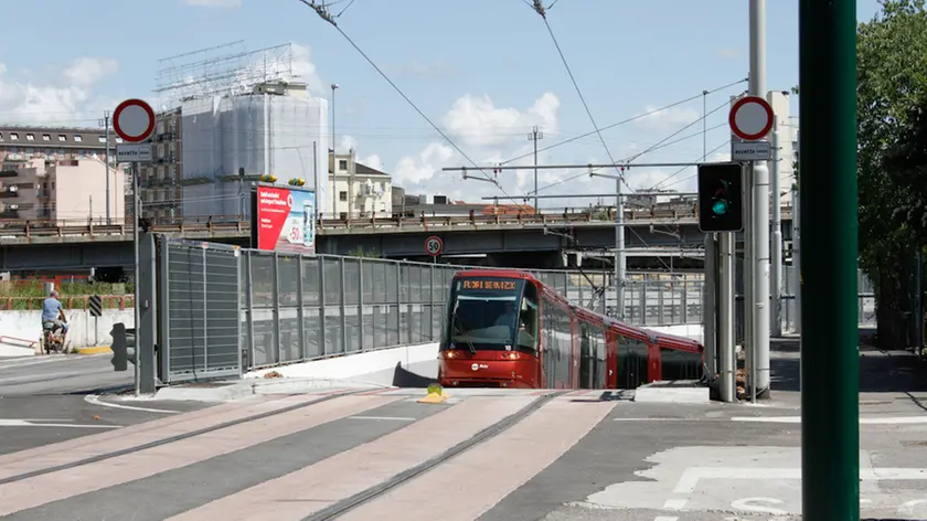 Prove passaggio del tram sottopasso stazione di Mestre. Nella foto: via Rizzardi Marghera