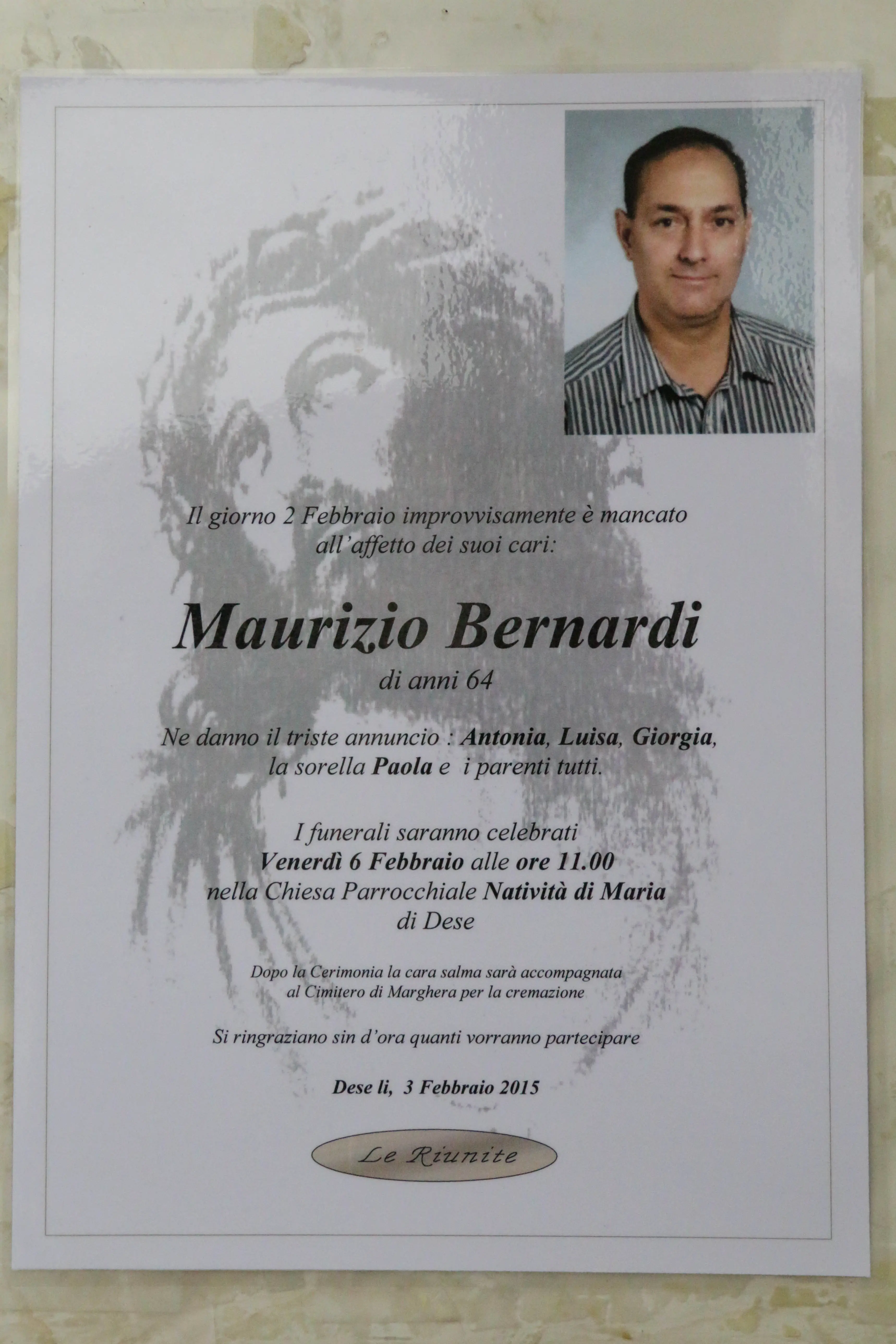 Funerale di Maurizio Bernardi alla chiesa parrocchiale di Dese