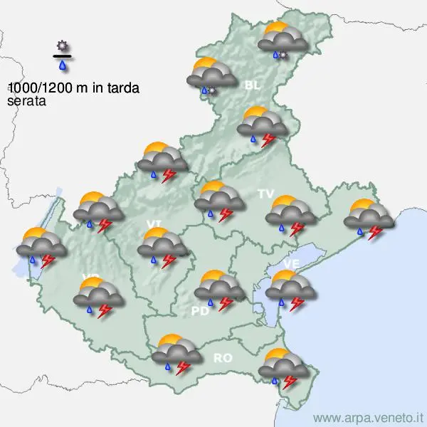 Previsioni Arpav per sabato