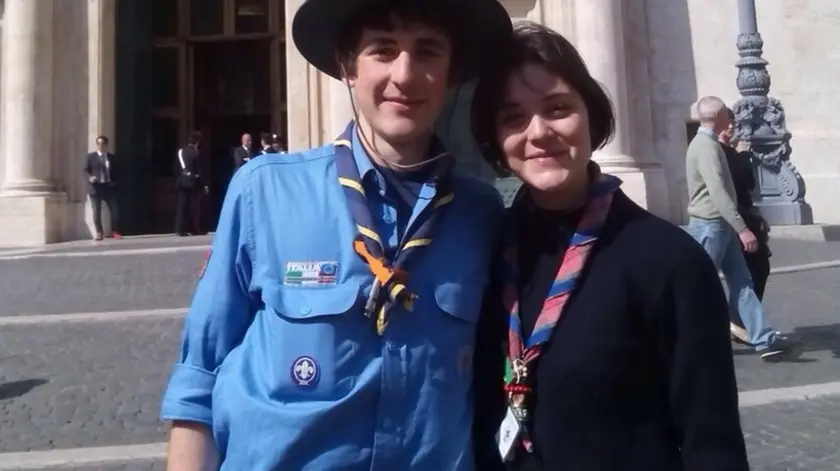 Matteo Dall'Agnol e Anna Toniolo davanti a Montecitorio