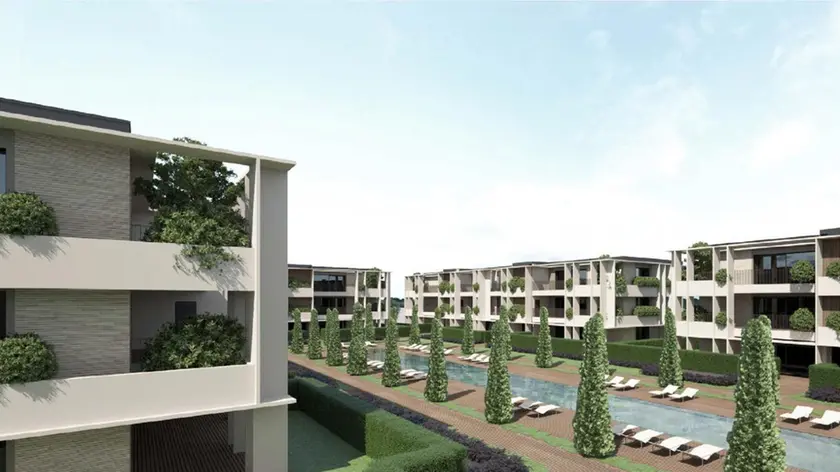 ll rendering del progetto residenziale nell’area dell’ex cantina sociale di Noale