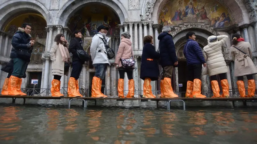 Interpress/M.Tagliapietra Venezia 04.12.2014.- Acqua alta San Marco