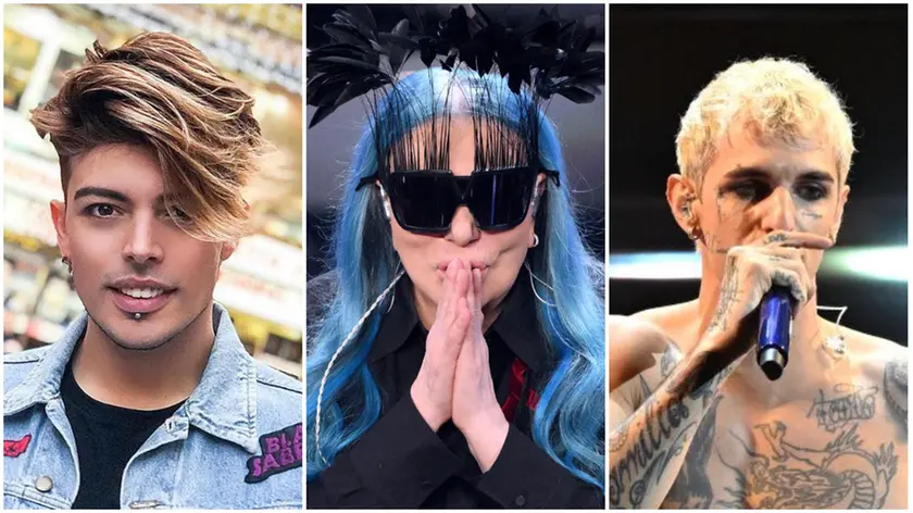 Il frontman dei The Kolors Antonio Stash Fiordispino, Loredana Berè ed Achille Lauro
