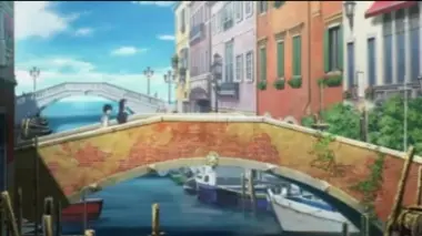 Una scena del cartone animato manga ambientato a Chioggia