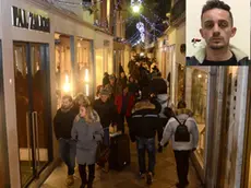 Mercerie dell'Orologio e nel riquadro il ladro arrestato, Zexhepi Taulant