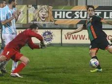Interpress/M.Tagliapietra Venezia 17.01.2014.- Calcio Venezia/Entella. Tiro di Cori